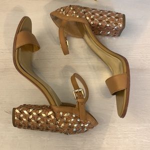 Gold Coach Open Toe Heeled Sandals